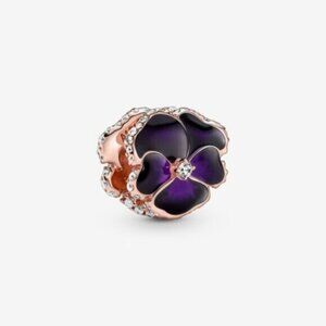 Pandora Purple and Rose Gold Flower Bracelet Charm